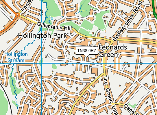 TN38 0RZ map - OS VectorMap District (Ordnance Survey) TN38 0RZ map - OS VectorMap District (Ordnance Survey)