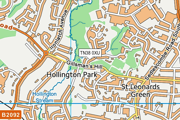 TN38 0XU map - OS VectorMap District (Ordnance Survey) TN38 0XU map - OS VectorMap District (Ordnance Survey)