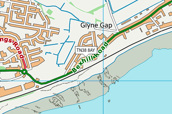 TN38 8AY map - OS VectorMap District (Ordnance Survey) TN38 8AY map - OS VectorMap District (Ordnance Survey)
