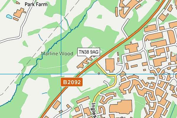 TN38 9AG map - OS VectorMap District (Ordnance Survey) TN38 9AG map - OS VectorMap District (Ordnance Survey)