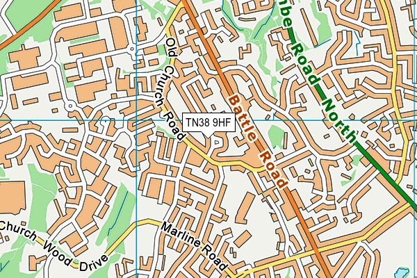 TN38 9HF map - OS VectorMap District (Ordnance Survey)