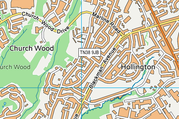 TN38 9JB map - OS VectorMap District (Ordnance Survey) TN38 9JB map - OS VectorMap District (Ordnance Survey)