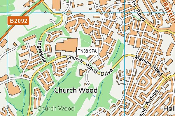 TN38 9PA map - OS VectorMap District (Ordnance Survey) TN38 9PA map - OS VectorMap District (Ordnance Survey)