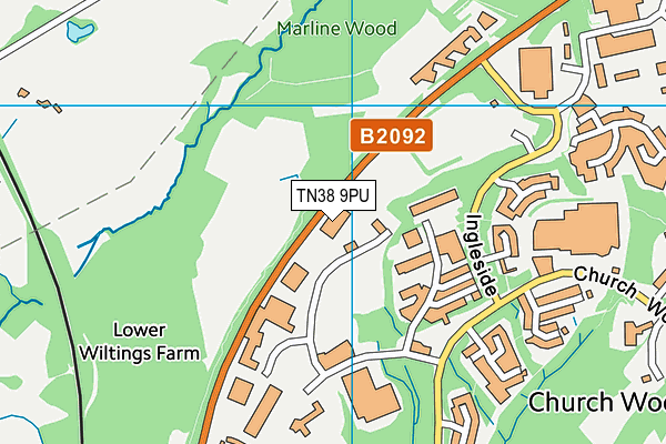 TN38 9PU map - OS VectorMap District (Ordnance Survey) TN38 9PU map - OS VectorMap District (Ordnance Survey)