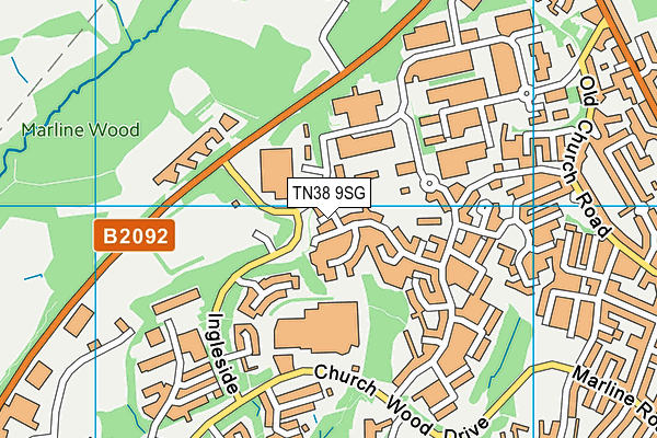 TN38 9SG map - OS VectorMap District (Ordnance Survey) TN38 9SG map - OS VectorMap District (Ordnance Survey)