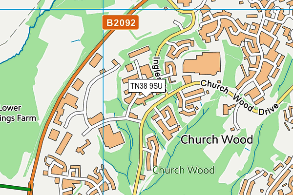 TN38 9SU map - OS VectorMap District (Ordnance Survey) TN38 9SU map - OS VectorMap District (Ordnance Survey)