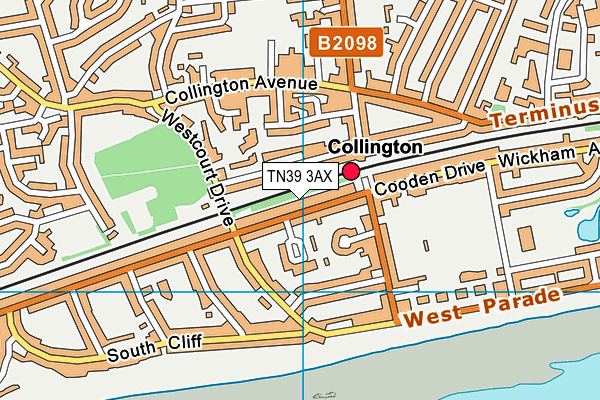 TN39 3AX map - OS VectorMap District (Ordnance Survey) TN39 3AX map - OS VectorMap District (Ordnance Survey)