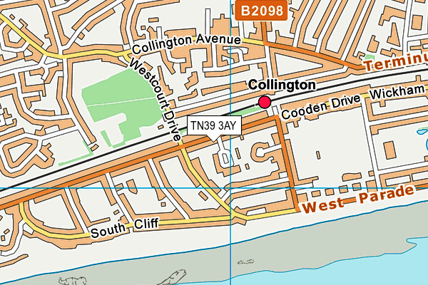 TN39 3AY map - OS VectorMap District (Ordnance Survey) TN39 3AY map - OS VectorMap District (Ordnance Survey)