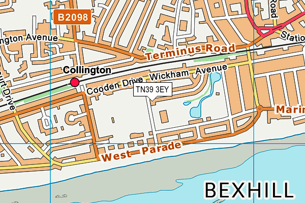 TN39 3EY map - OS VectorMap District (Ordnance Survey) TN39 3EY map - OS VectorMap District (Ordnance Survey)