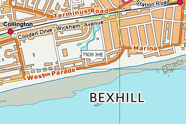 TN39 3HE map - OS VectorMap District (Ordnance Survey)