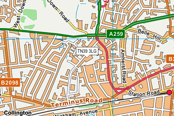 TN39 3LG map - OS VectorMap District (Ordnance Survey) TN39 3LG map - OS VectorMap District (Ordnance Survey)