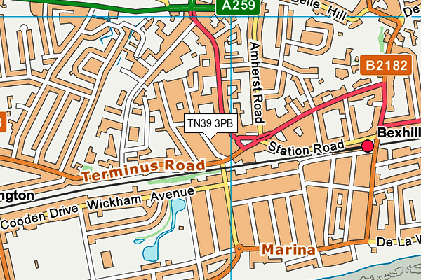 TN39 3PB map - OS VectorMap District (Ordnance Survey) TN39 3PB map - OS VectorMap District (Ordnance Survey)