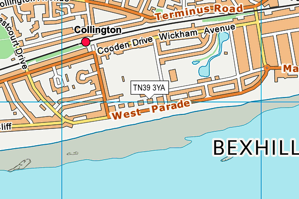 TN39 3YA map - OS VectorMap District (Ordnance Survey) TN39 3YA map - OS VectorMap District (Ordnance Survey)