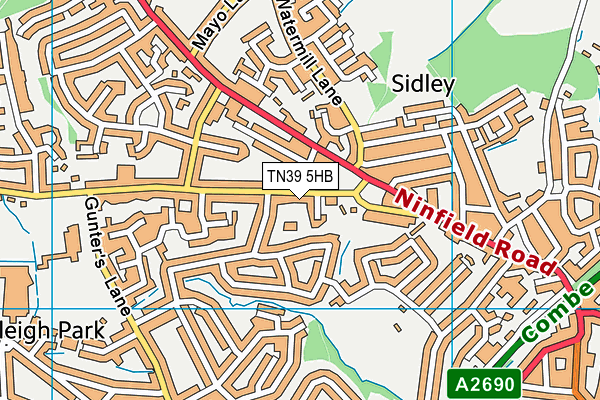 TN39 5HB map - OS VectorMap District (Ordnance Survey) TN39 5HB map - OS VectorMap District (Ordnance Survey)
