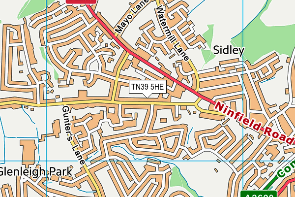 TN39 5HE map - OS VectorMap District (Ordnance Survey)