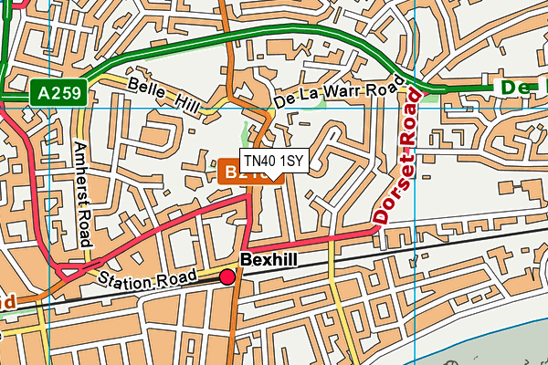 TN40 1SY map - OS VectorMap District (Ordnance Survey) TN40 1SY map - OS VectorMap District (Ordnance Survey)