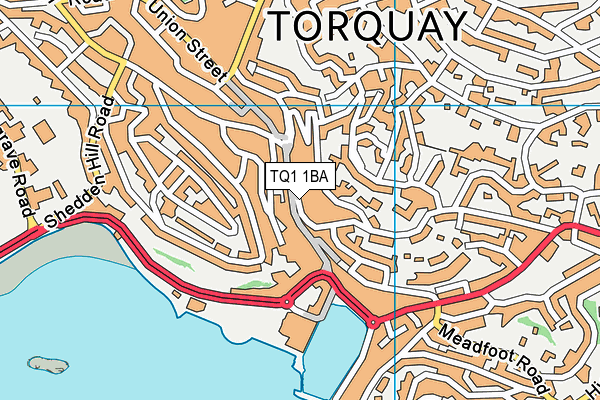 TQ1 1BA map - OS VectorMap District (Ordnance Survey) TQ1 1BA map - OS VectorMap District (Ordnance Survey)