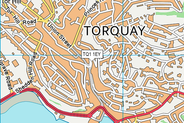 TQ1 1EY map - OS VectorMap District (Ordnance Survey) TQ1 1EY map - OS VectorMap District (Ordnance Survey)