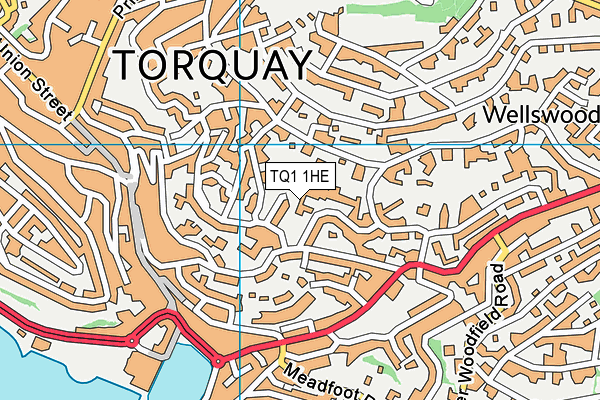 TQ1 1HE map - OS VectorMap District (Ordnance Survey) TQ1 1HE map - OS VectorMap District (Ordnance Survey)