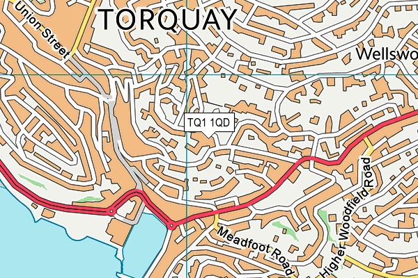 TQ1 1QD map - OS VectorMap District (Ordnance Survey) TQ1 1QD map - OS VectorMap District (Ordnance Survey)