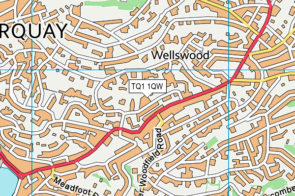 TQ1 1QW map - OS VectorMap District (Ordnance Survey) TQ1 1QW map - OS VectorMap District (Ordnance Survey)