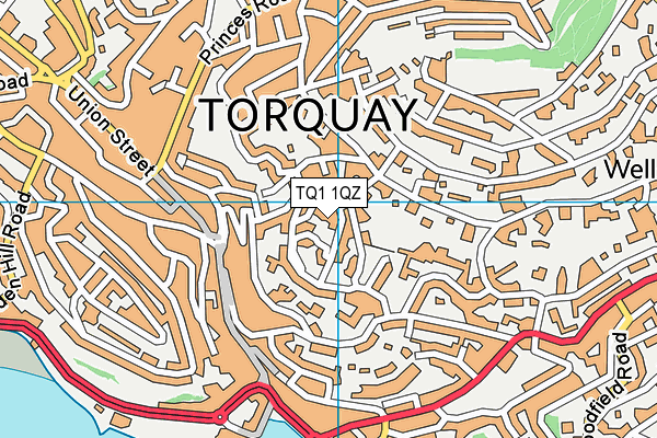 TQ1 1QZ map - OS VectorMap District (Ordnance Survey) TQ1 1QZ map - OS VectorMap District (Ordnance Survey)