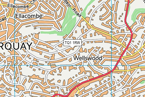 TQ1 1RW map - OS VectorMap District (Ordnance Survey) TQ1 1RW map - OS VectorMap District (Ordnance Survey)