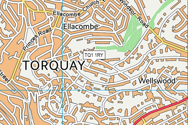 TQ1 1RY map - OS VectorMap District (Ordnance Survey) TQ1 1RY map - OS VectorMap District (Ordnance Survey)