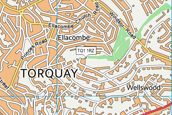 TQ1 1RZ map - OS VectorMap District (Ordnance Survey) TQ1 1RZ map - OS VectorMap District (Ordnance Survey)