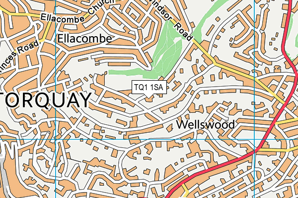 TQ1 1SA map - OS VectorMap District (Ordnance Survey)