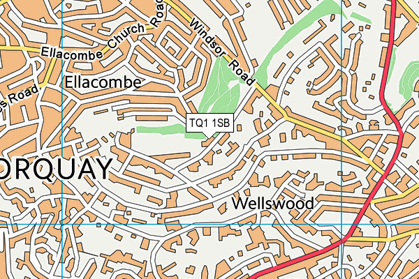 TQ1 1SB map - OS VectorMap District (Ordnance Survey)