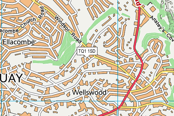 TQ1 1SD map - OS VectorMap District (Ordnance Survey)