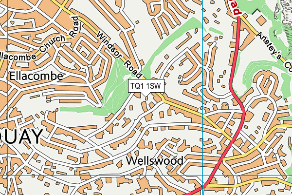 TQ1 1SW map - OS VectorMap District (Ordnance Survey) TQ1 1SW map - OS VectorMap District (Ordnance Survey)
