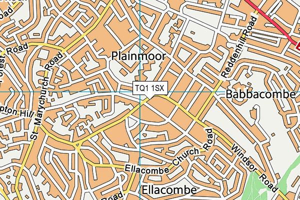 TQ1 1SX map - OS VectorMap District (Ordnance Survey)
