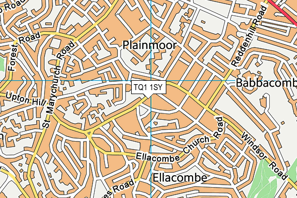 TQ1 1SY map - OS VectorMap District (Ordnance Survey) TQ1 1SY map - OS VectorMap District (Ordnance Survey)