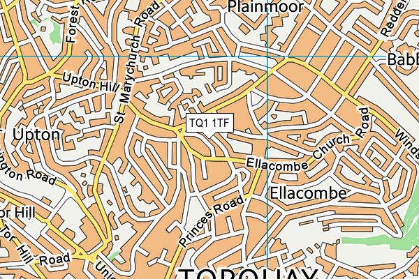 TQ1 1TF map - OS VectorMap District (Ordnance Survey)