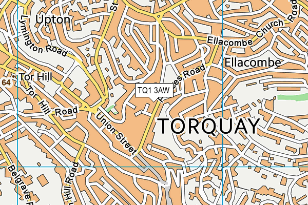 TQ1 3AW map - OS VectorMap District (Ordnance Survey) TQ1 3AW map - OS VectorMap District (Ordnance Survey)
