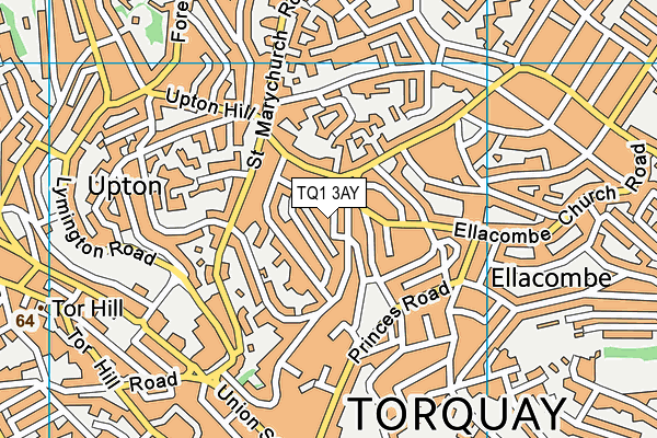 TQ1 3AY map - OS VectorMap District (Ordnance Survey) TQ1 3AY map - OS VectorMap District (Ordnance Survey)