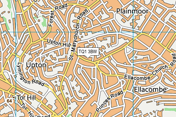 TQ1 3BW map - OS VectorMap District (Ordnance Survey) TQ1 3BW map - OS VectorMap District (Ordnance Survey)