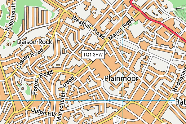 TQ1 3HW map - OS VectorMap District (Ordnance Survey) TQ1 3HW map - OS VectorMap District (Ordnance Survey)