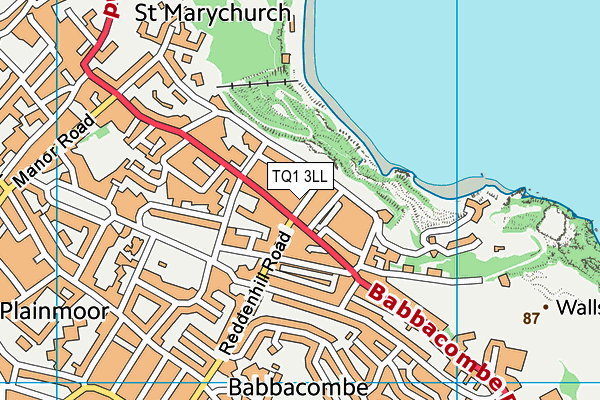 TQ1 3LL map - OS VectorMap District (Ordnance Survey) TQ1 3LL map - OS VectorMap District (Ordnance Survey)