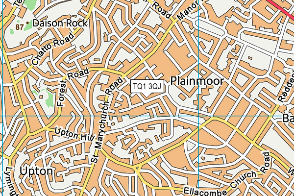 TQ1 3QJ map - OS VectorMap District (Ordnance Survey) TQ1 3QJ map - OS VectorMap District (Ordnance Survey)