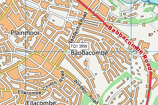 TQ1 3RW map - OS VectorMap District (Ordnance Survey)