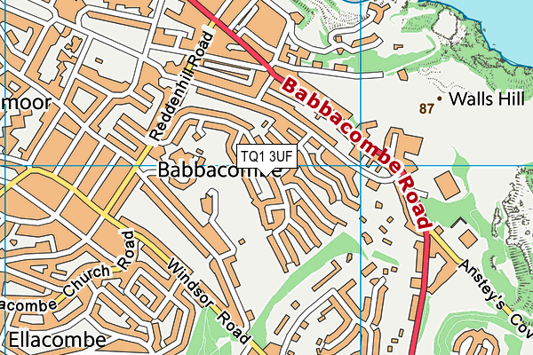 TQ1 3UF map - OS VectorMap District (Ordnance Survey)
