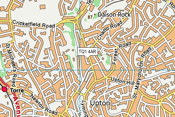 TQ1 4AR map - OS VectorMap District (Ordnance Survey) TQ1 4AR map - OS VectorMap District (Ordnance Survey)