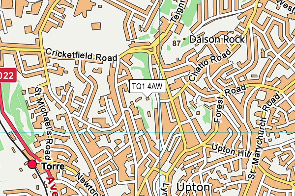TQ1 4AW map - OS VectorMap District (Ordnance Survey) TQ1 4AW map - OS VectorMap District (Ordnance Survey)