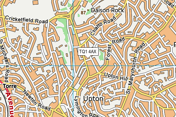 TQ1 4AX map - OS VectorMap District (Ordnance Survey) TQ1 4AX map - OS VectorMap District (Ordnance Survey)
