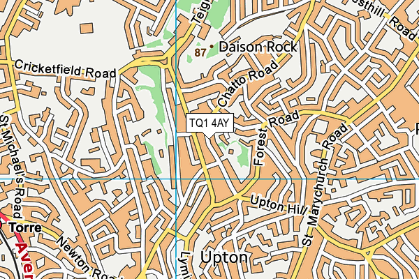 TQ1 4AY map - OS VectorMap District (Ordnance Survey) TQ1 4AY map - OS VectorMap District (Ordnance Survey)