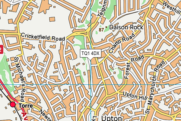 TQ1 4DX map - OS VectorMap District (Ordnance Survey) TQ1 4DX map - OS VectorMap District (Ordnance Survey)