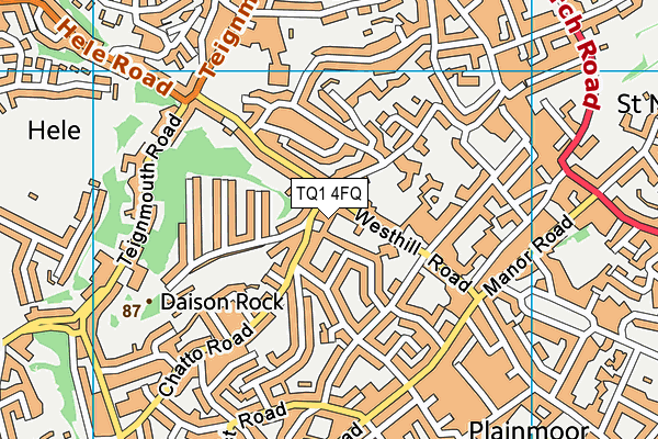 TQ1 4FQ map - OS VectorMap District (Ordnance Survey)